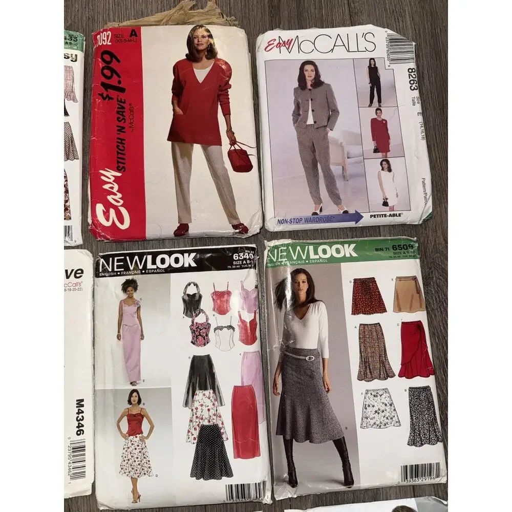 Lot of 12 Women’s Sewing Patterns Dresses Skirts Tunics Tops & Suits